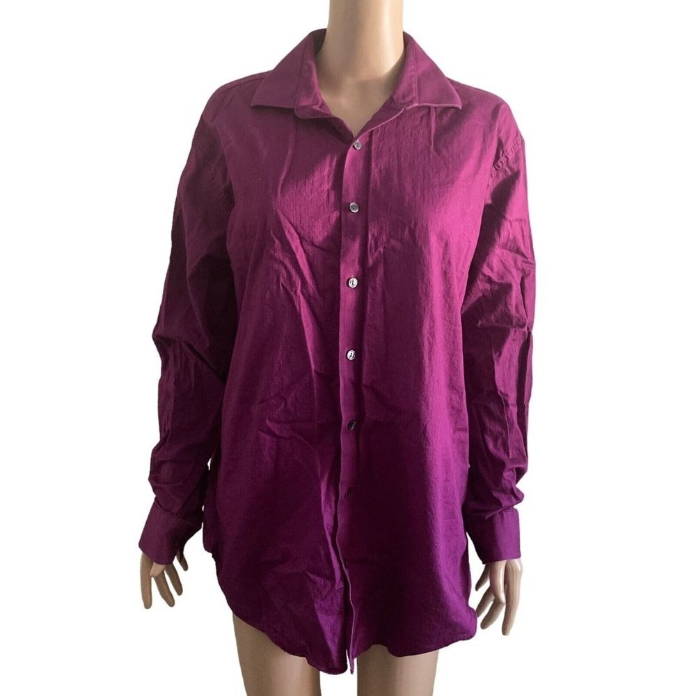 Kenneth Cole Reaction Shirt Mens Size 16 1/2 Button Up Purple